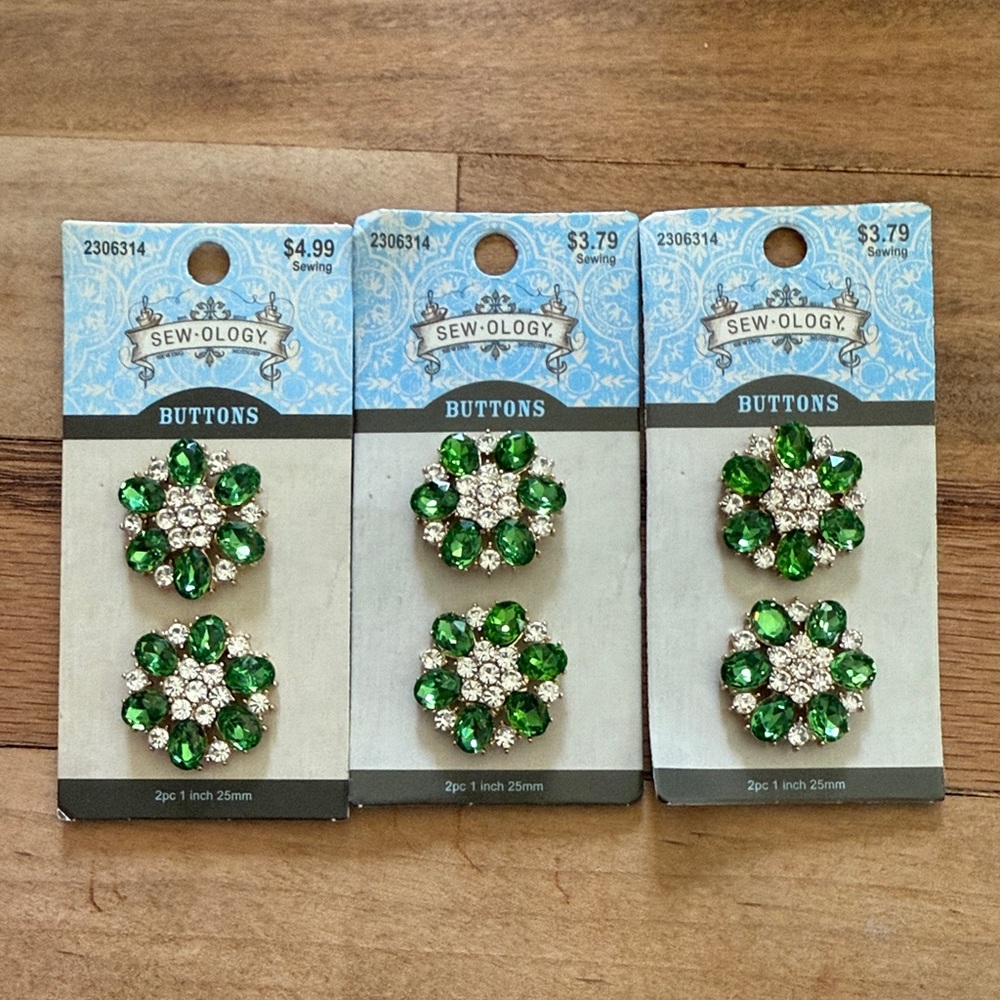 Green and Silver Decorative Buttons